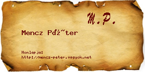 Mencz Péter névjegykártya